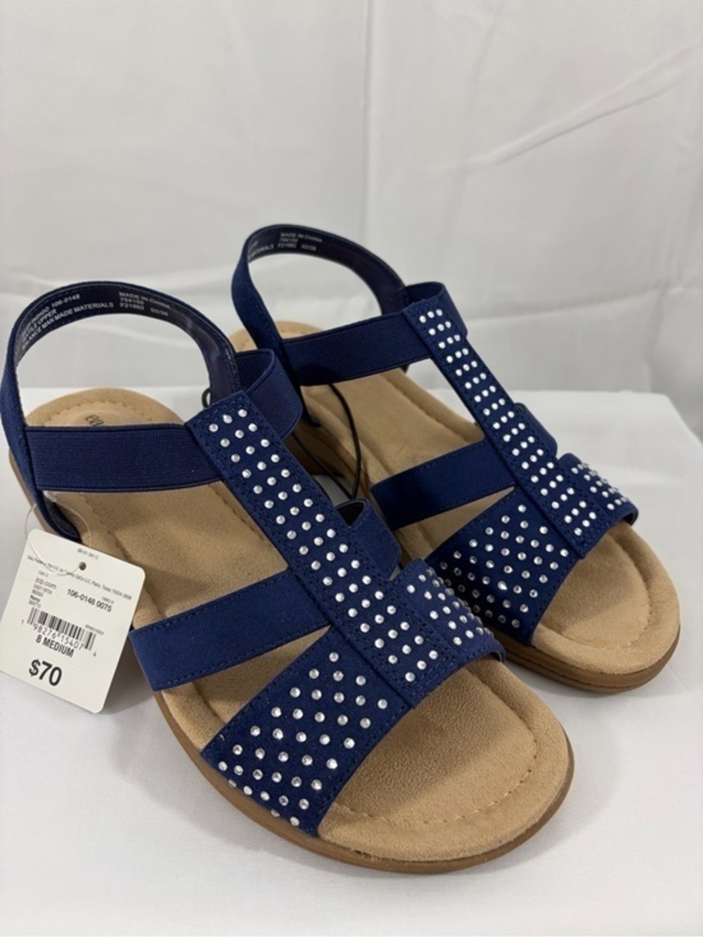 NWT East 5th Women’s Size 8 Indigo Blue Studded Slingback Sandals